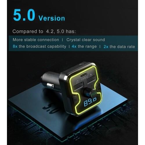 1 Pcs Wireless Car Radio Audio Adapter MP3 Player QC3.0 USB Charger Bluetooth 5.0 Car Charge MP3 FM Transmitter Accessories