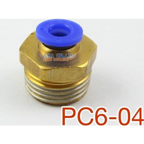 10 Pieces Tube OD 6mm x 1/2" BSPT Male Straight Pneumatic Connector Push In To Connect Fitting