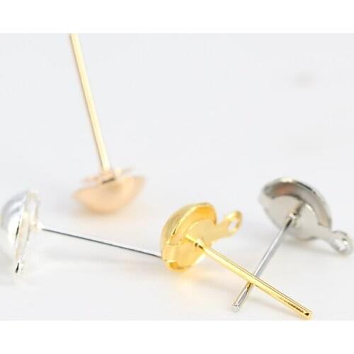 100p 4/5/6/8mm Ear Post Nails Earrings Stud Ear Jewelry Findings with Hole Ear Drop Women Girl Diy Earring blank setting base