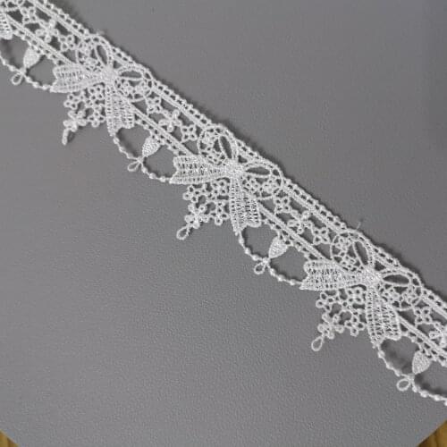 15yards/Pack Water-Soluble Embroidered Bow Lace Trim DIY Collar Skrit Fabric Ribbons For Crafts V2899