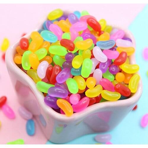 20PCS Rainbow Jelly Beans Polymer Slime Charms Lizun Modeling Clay DIY Accesorios Toy For Children Slime Supplies Filler