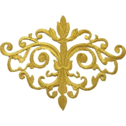 20Pcs Gold trim fringe leaves glitter appliques iron-on patches new