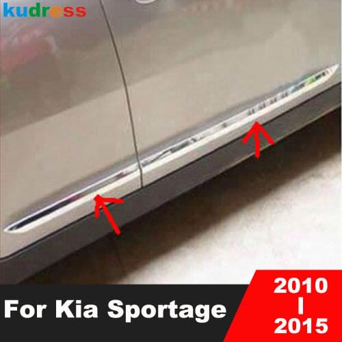 Door Molding Trim For KIA Sportage R 2011 2012 ABS Chrome Side Door Decoration Strip Panel Bumper Hoods Car Styling Accessories