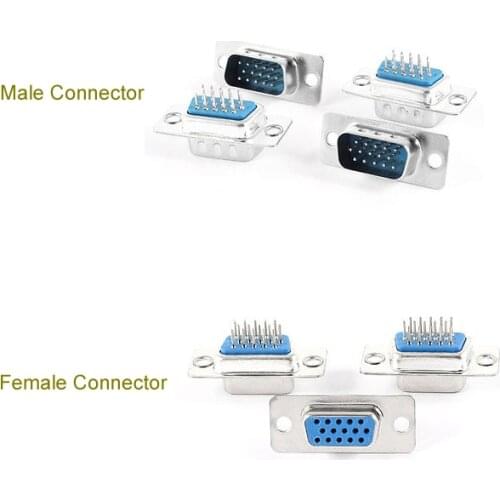 5PCS DB15 DB9 15/9 Pin 3 Row Mounting Hole 180 Degree Male Female Plug D-sub PCB Connector DP15 DP9