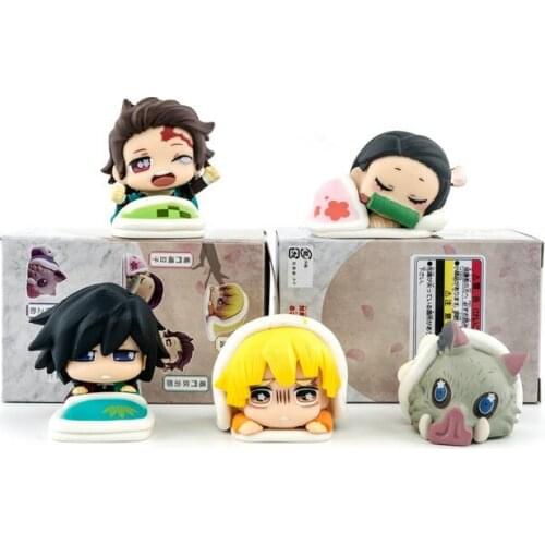 5pcs/set Anime Cosplay Demon Slayer Figure Kimetsu No Yaiba Nezuko Tanjirou Zenitsu Giyuu Inosuke PVC Cosplay Figure Anime Prop