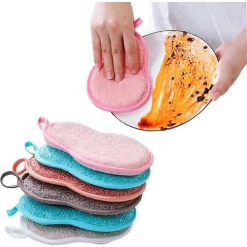 5pcs Multifunctional Cleaning Sponge Two Sides Kitchen Dish Sink Clean Brush Househeld Magic Microfiber Srub Sponges