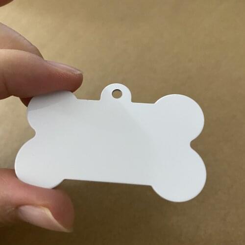 50X30mm Stock Blank Sublimation Pet Name Collar Tags Keychain Gift Heat Transfer Printing DIY Plates For Cat Supply Free Shippin