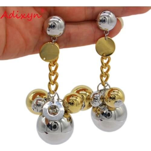 Adixyn Fashion Drop Earrings For Women Girls Gold&Silver Color Ball Pending Earrings African Gifts N11292