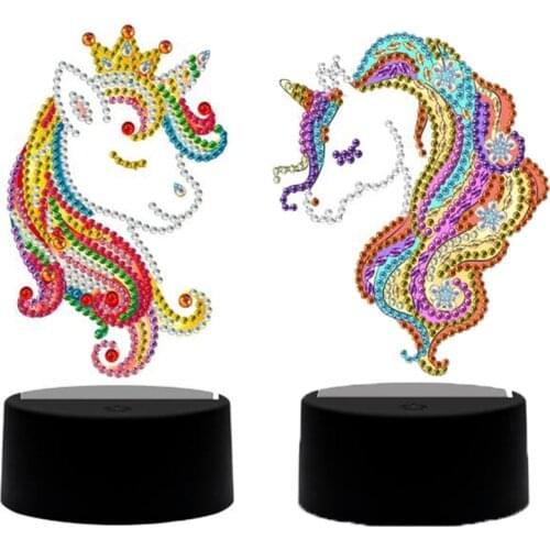 New lamp DIY LED Diamond Painting Night Light 7 Colors Cartoon Unicorn Special Shape Diamond Embroidery Cross Stitch Home Decor