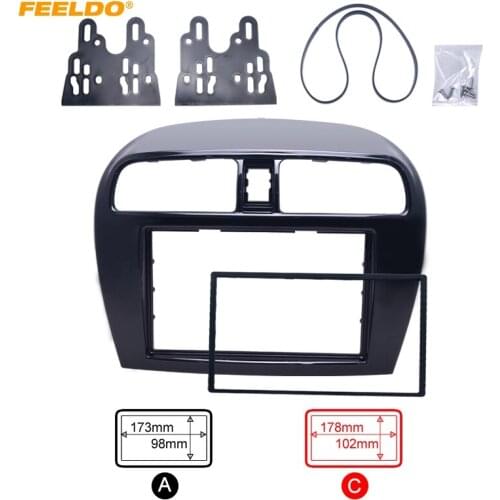 FEELDO Double Din Car Radio Fascia for Mitsubishi Mirage/Space Star Radio DVD Stereo Panel Dash Trim Frame Installation Kit