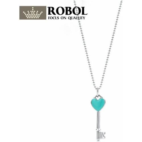 XL TFB TTFF Luxury Brand 100% 925 Sterling Silver Heart-shaped Pendant Key Necklace Glamorous Jewelry Womens Wholesale