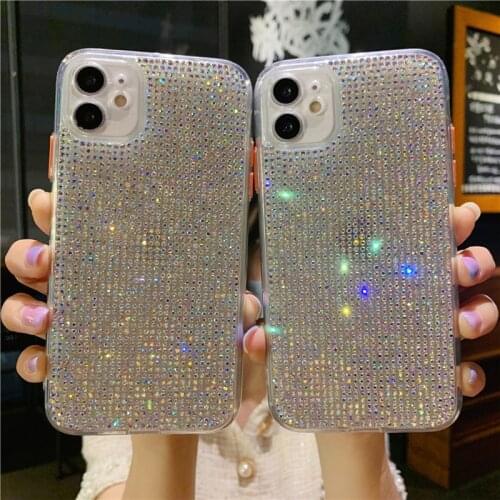 3D Glitter Shiny Spark Diamond soft Phone Case For iPhone 11 Pro Max X XS MAX XR 8 7 Plus SE 2020 Rhinestones bling Back Cover