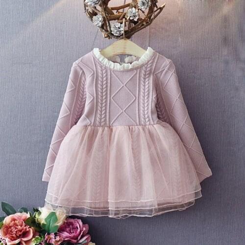 Kids Baby Girls Mesh Patchwork Long Sleeved Princess Party Dress Vestidos Fashion Autumn Fall Spring Childrens Dress