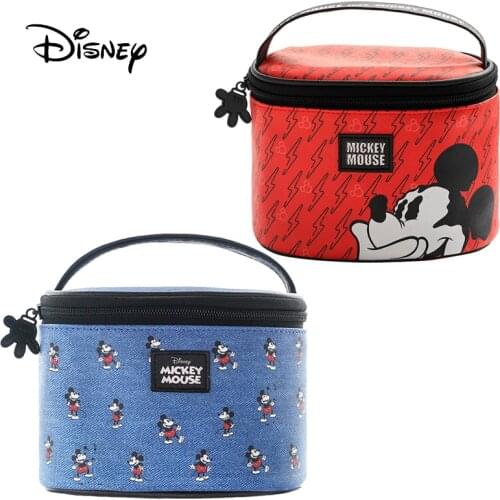 Disney Mickey Minnie PU Bucket Bag Mom Makeup Storage Bag Travel Wash Bag Baby Diaper Bag Girls Handbags