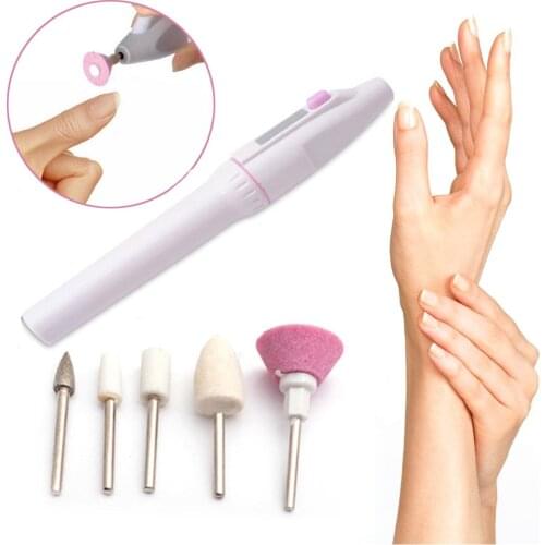 5 Bits/Set Power Electric Manicure Pedicure Nail Art File Drill Machine Pen Polishing Pen Acrylic Gel Curticle Removal Tools Kit
