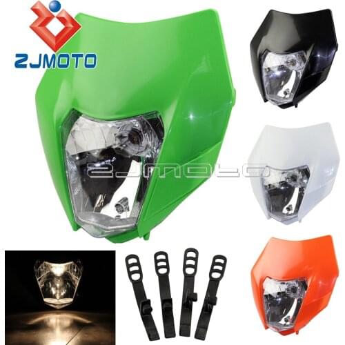Green Motocross Supermoto Headlight Fairing For Kawasaki KLX 110 125 150 KX 450 KDX KLE KLR 250 Off Road Dirt Bike Headlight
