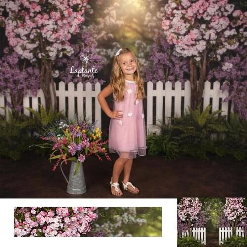 Portrait Girl Floral Photography Backdrop Kids Cake Smash Spring Birthday Decor Baby Spring Forest Grass Background Photostudio