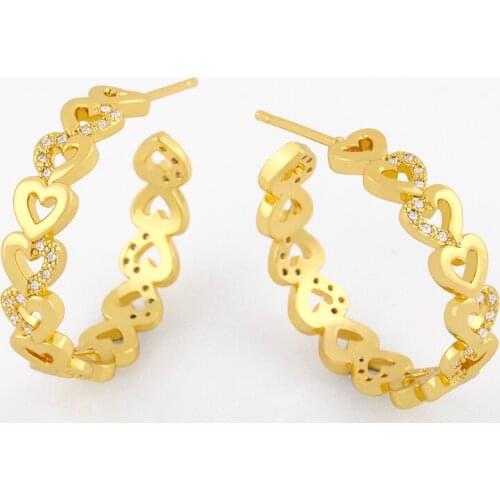 Big Heart Hoop Earrings For Women Gold Round Circle Star Hoop Earrings CZ Cubic Zirconia Geometric Trendy Jewelry Gifts ersu90