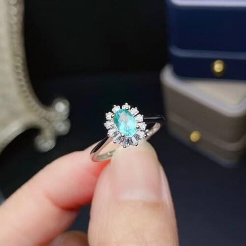Natural apatite gemstone ring for women jewelry real 925 silver natural gem birthday party gift 4*6mm size oval birthstone gift