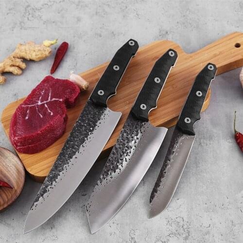 Forged Knife 5 7 8.5 Inch Kitchen Chef Cleaver Knife Utility Slicing Fish Filleting Sushi Sashimi Fruit Vegetable Cutting Knives
