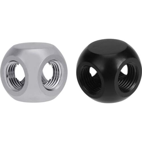 Brass G1/4 Inner Thread 4 Way Water Tube Connector Splitter Tee Fittings Ball Shaped Adapter for PC Water Cooling