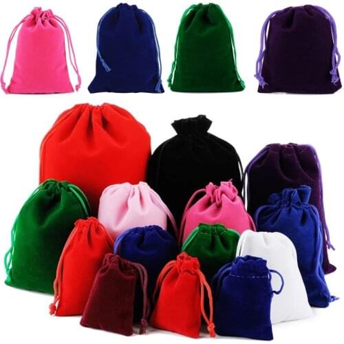 10PCS Velvet Bag Drawstring Velvet Sachet Pouches Jewelry Packaging Gift Bags Can Customize 5x7cm 7x9/8x10/9x12/10X15/15X20CM