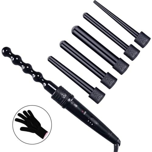 Multifunction Fast Heating 6in1 Interchangeable Ceramic Hair Styling Crimper Curling Roll Wand Hair Curler Iron Sets