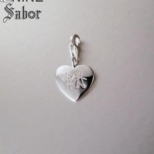 Fashion Silver Color Couples Heart-shaped Diy Charms Fit Bracelets & Necklaces Making Jewelry For Women drop shipping thomas