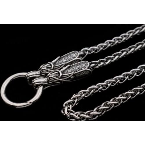 Two Dragon Heads With Stainless Steel Neckalce For Men Cool Vintage Chain Thick Heavy Dragon Necklace Jewelry