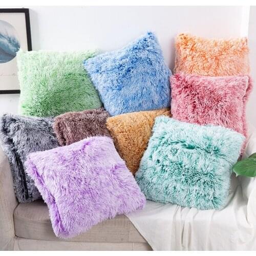 Soft Fur Plush Shaggy Cushion Cover Pillow Case Home Decor Pillow Covers Living Room Sofa Decorative Fluffy Cushion Cover 43x43