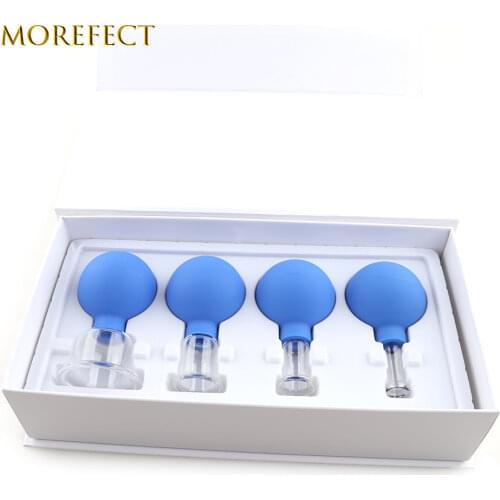 4pcs Health Massage Vacuum Cupping Cups Set Rubber Head Glass Anti Cellulite Massage Chinese Therapy Face Cupping Set