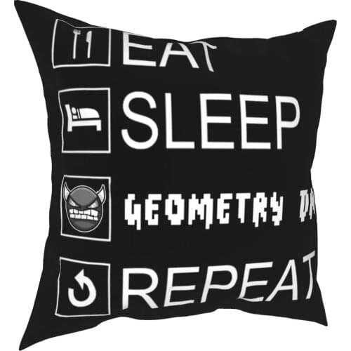 Eat Sleep Geometry Dash Repeat Grayscaled Pillow Case Cover Cushions For Decor Anime Body Pillow