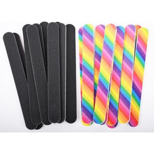 New 2021 10pcs/set HTHL-Nail Files Double Sided Emery Board(180/240 Grit)-Nail Buffering Files for Home and Salon Use
