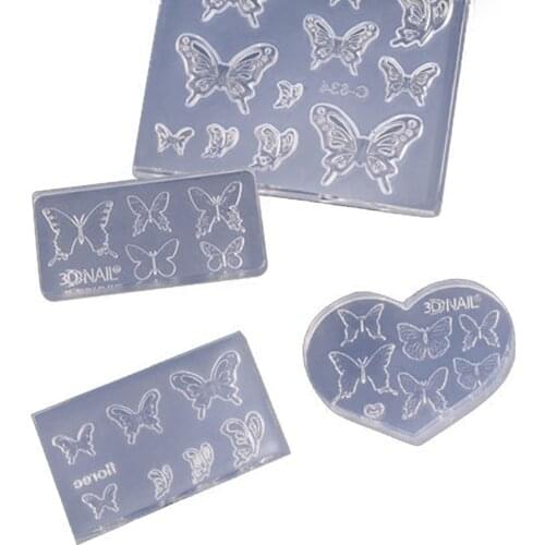 New Transparent 3D Cartoon Butterfly Carved Nails Sticker Resin Mold Necklace Pendant Silicone DIY Mold Handmade Jewelry Making