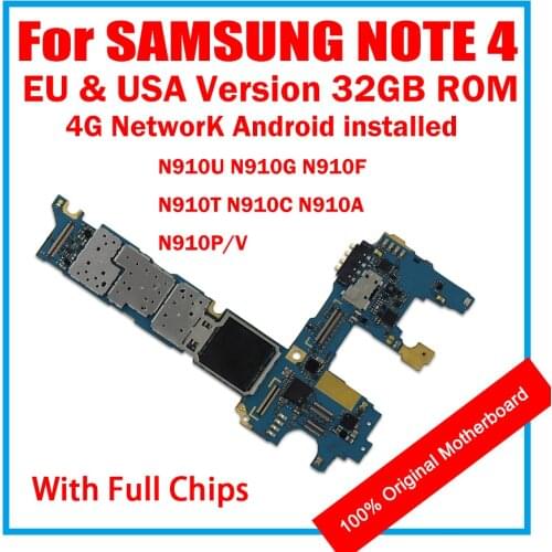 Eu USA Version for Samsung Galaxy Note 4 32gb Original Unlocked N910U N910G N910F N910T N910C N910A N910P N910V Motherboard