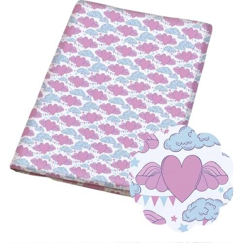 Diy polyester fabric Valentines Day pattern polyster and cotton fabric patchwork printed doll dress supplier 50 * 140cm/piece