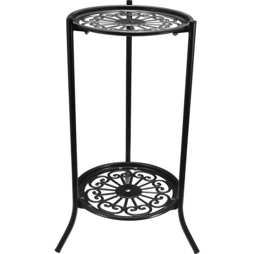 2 Holder Flower Stand Metal Plant Pot Stand Flower Display Shelf Garden Patio Home Black Flower Tray Home Decoration Accessories