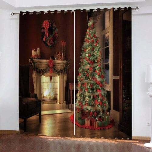 Customized size Luxury Blackout 3D Window Curtains For Living Room christmas tree curtains personality curtains