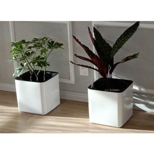 Self Watering Planter for Indoor and Outdoor, Planter Includes Water Level Indicator Gauge, White