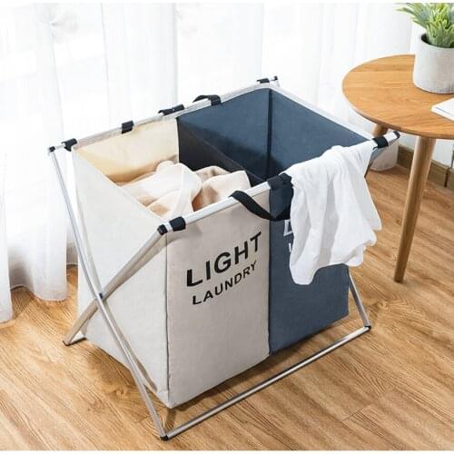 Foldable Laundry Basket Dirty Clothes Storage Basket Organizer Collapsible Sorter One Two or Three Grids Large Laundry Hamper