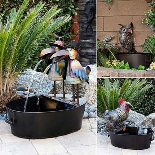 Animal Bird Statue Water Fountain Solar Garden Squirrel Duck Exquisite Resin Decor Home Garden Courtyard Art Craft Decoration
