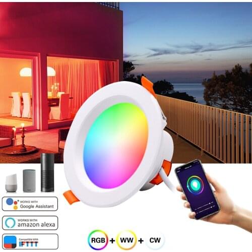 110V 220V Tuya WiFi Smart Downlight Dimming Round Spot RGB Voice Control 16 Colors Warm Cold Lamp Work with Alexa Google Home