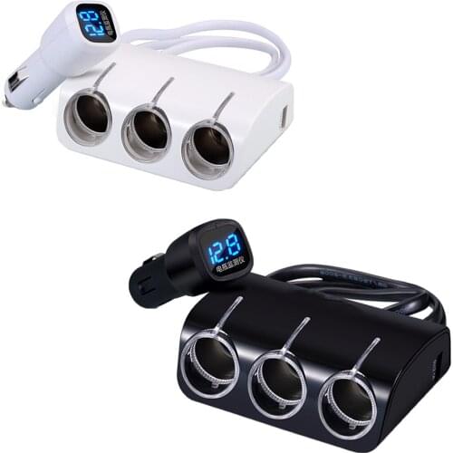 Universal Accessories Car Lighter Socket Splitter Dual USB Plugs Charger LED LCD Digital Adapter