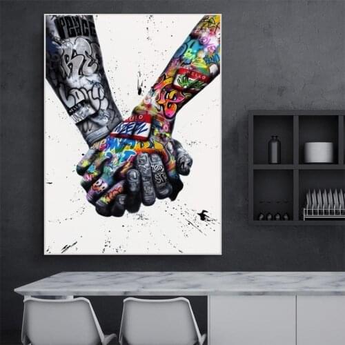 Inspiration Artwork Holding Hands Canvas Posters and Prints Abstract Street Art Paintings on The Wall Art Pictures Home Decor