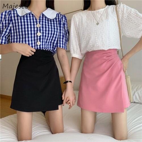 Skirts Women Asymmetrical Solid A-line Fashion Sexy Ladies Tender Student Classy Girls Empire Ulzzang Chic Stylish All-match New