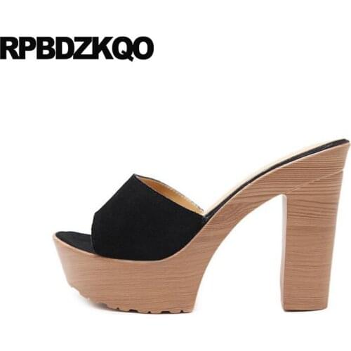 Pumps Block Women Sandals 2018 Summer Shoes Slides High Heels Peep Toe Slippers Thick Sexy Extreme Gothic Square Platform Fetish