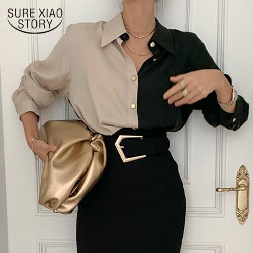 New Office Lady Button Turn Down Collar Shirts for Women 2021 Fashion Puff Sleeve Women Blouse Plus Size Ladies Clothing 12866
