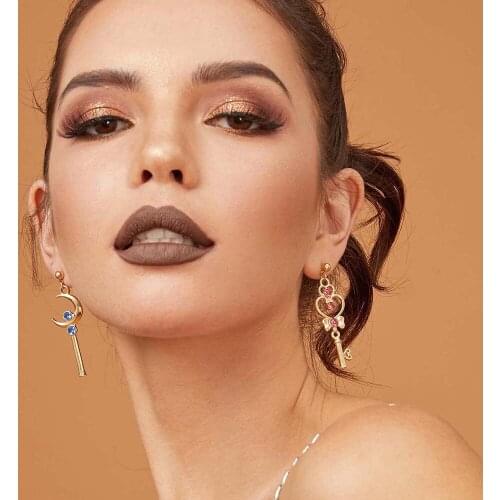 Kawaii Star Moon Earrings for Women Girl Fashion Jewelry Star Moon Drop Earring Rhinestones Dangle Earing Anime Fans Gift