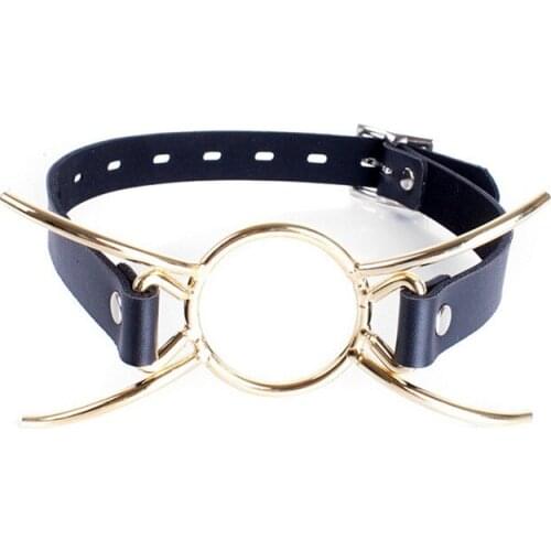 Spider X Style Gold Metal O Ring Flirting Oral Fixation Mouth Gag PU Leather Bite Mouth Stuffed Gag Adult Games Sex Products