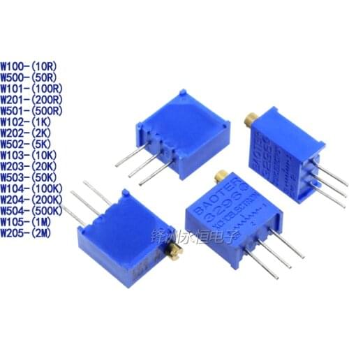 10PCS 3296W Multi-Turn Adjustable Potentiometer 1K 2K 5K 10K 20K 50K 100K 200K 500K 1M